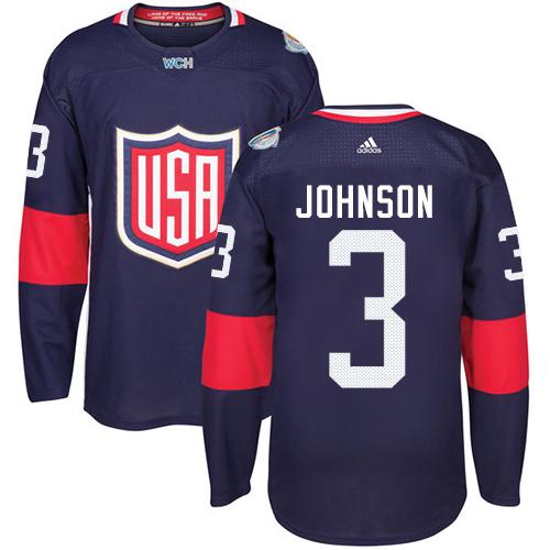 Team USA #3 Jack Johnson Navy Blue 2016 World Cup Stitched Youth NHL Jersey - Click Image to Close